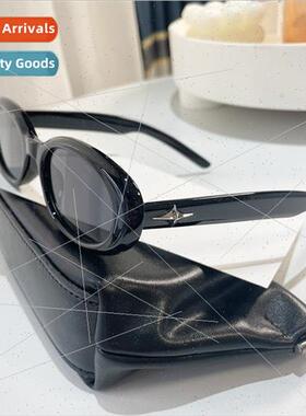 Small frame oval sunglasses female new cat eye black frame s