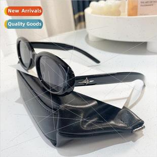sunglasses female black frame eye oval cat Small new