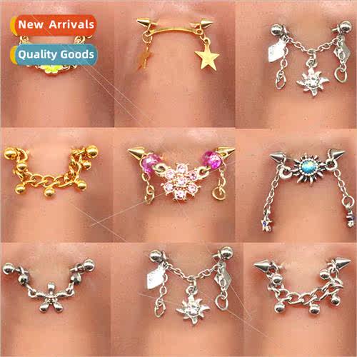 Europe Flower Round Teardrop Chain Eyebrow Studs Eyebrow Jew