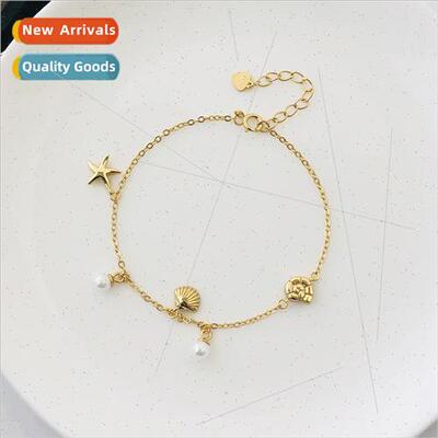 s925 silver hjewelry female Europe ins niche beads star shel