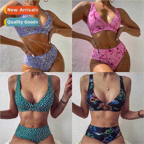 Europe2021 Sexy V-neck dragon floral print sexy bikini high
