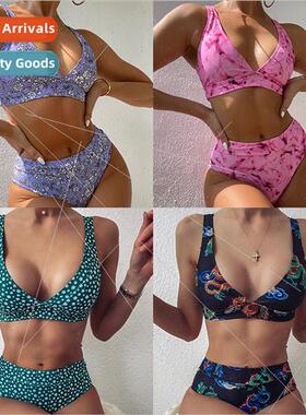 Europe2021 Sexy V-neck dragon floral print sexy bikini high