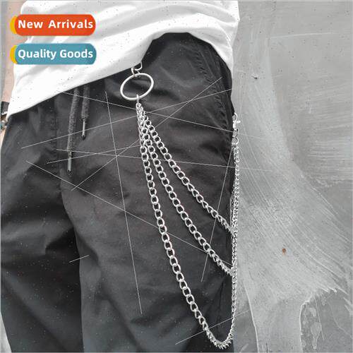 Metal Ring Punk Peplum Pants Chain Triple Waist Chain Metal