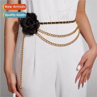 Fashion Skirt Rope Belt Sense Chain Waist Flower Metal