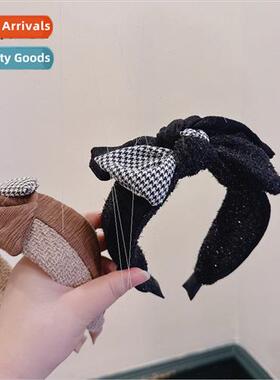 che  retro kilobird check head bow ageing hair card headband