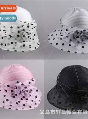 Organza flower fisherman hat women summer UV shade pot hat o