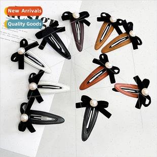 retro clip winter hair temperament velvet Autumn black