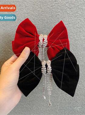 new fall winter suede bow spring clip back head plate hairpi