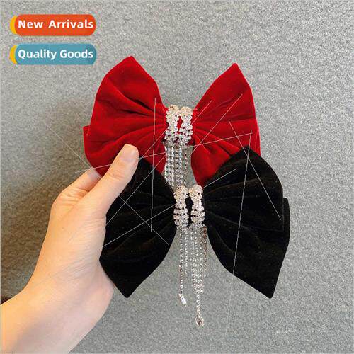 new fall winter suede bow spring clip back head plate hairpi