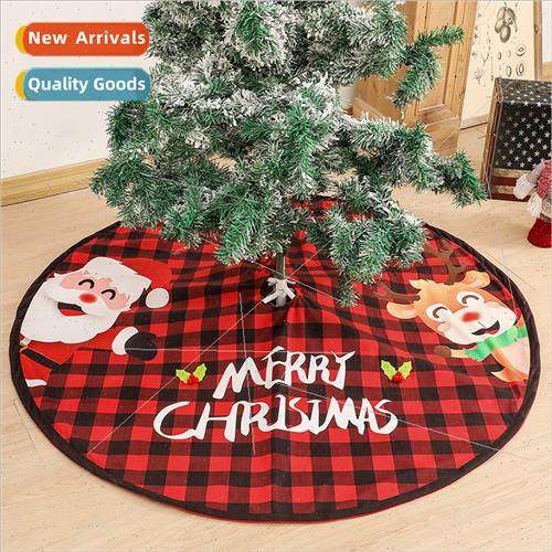 2023 New Christmas Decoration Plaid Tree Skirt Senior Elk Ch