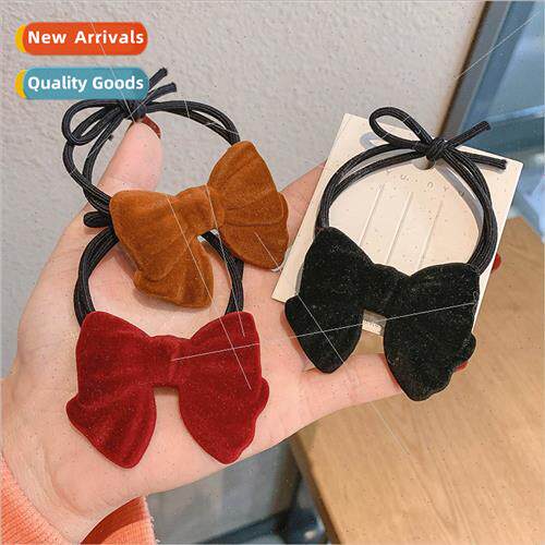 wh vintage French velvet bow hair rope girl simple versatile