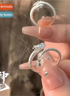 s925 silver dragon pendulum ring female couple niche 2023 me