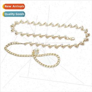 Waist Chain Spaghetti Belly Metal Dance Inlaid Women Pearl