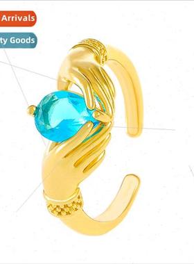 Jewellery Innovative Double Hand Cupped Heart Ring Alloy Ope