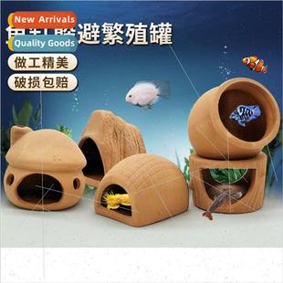 alabaster clay pots Fish hole aquascape hiding fish aquarium