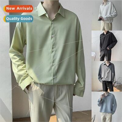 Shirt mens long-sleeved summer and fall Hong Kong  draping i