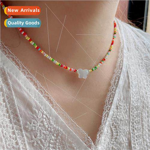 Colorful Handmade Beaded Jewelry Summer Shell Butterfly Neck