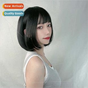 bob short button realistic natural bangs air women wigs