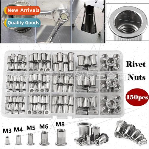 150pcs boxed Aluminum alloy flat head threaded rivet nut Riv