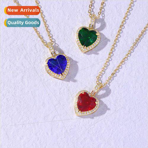 Crystal Zirconia Heart Pendant Copper Plated Genuine Gold Pr