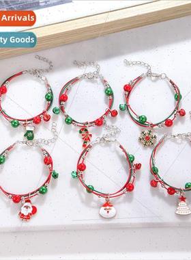 Europe new Christmas oil drip bells old man snowflake bracel