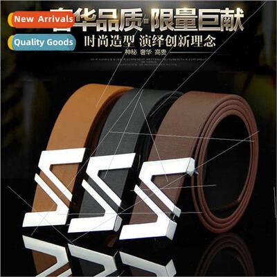Network belt men plate buckle belt classic letters smooth bu