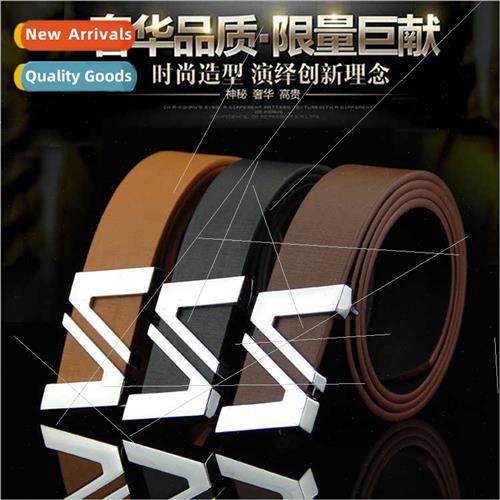 Network belt men plate buckle belt classic letters smooth bu