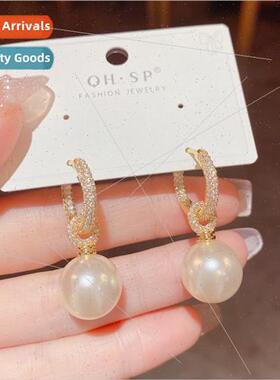 Delicate two wear pearl zircon earrings female fashion atmos