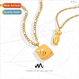 hop portra pendant ins necklace tag hip square Europe figure