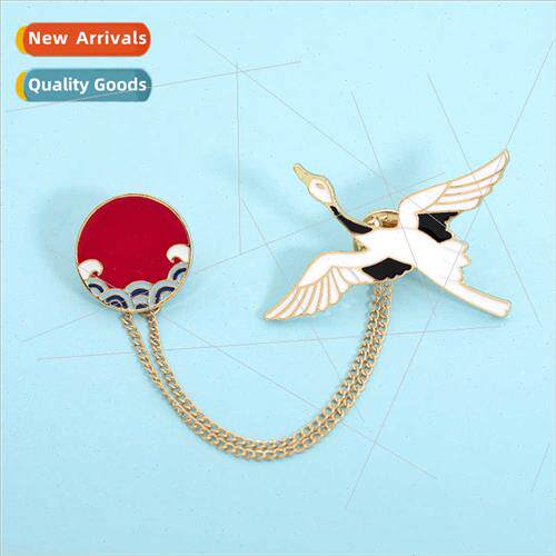 Cute Japan brooch cartoon crane brooch Chinese personalized