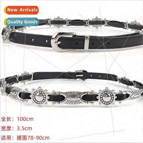 American vintage carved y2k belt geometric oval belt new ver