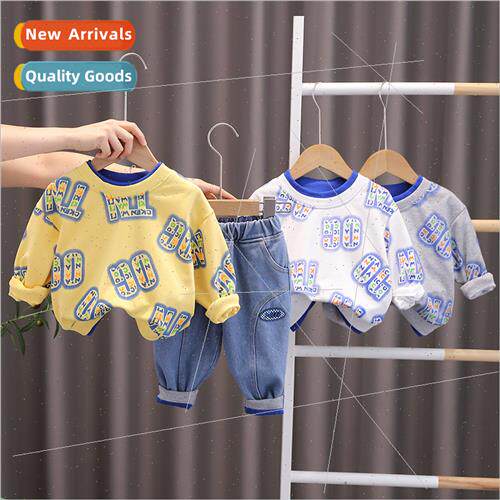 2023 fall childrens Korean full print letters long-sleeved s