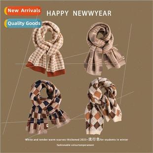 scarf stud fashion use dual female wool knted plaid new 2022