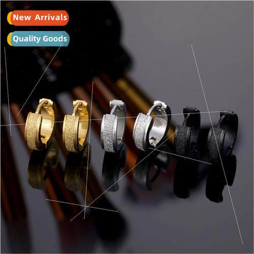 Europe Tanium Steel Frosted Earring Studs Shiny Earrings Ear