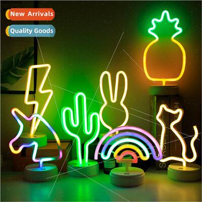 LED tabletop night light rainbow ornament moon flamingo pine