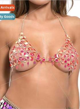 MW3193 Europevest sexy colorful leaves shape sequins patchwo