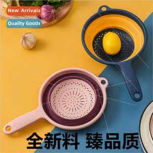round folding draining Creative perated handle basket wat