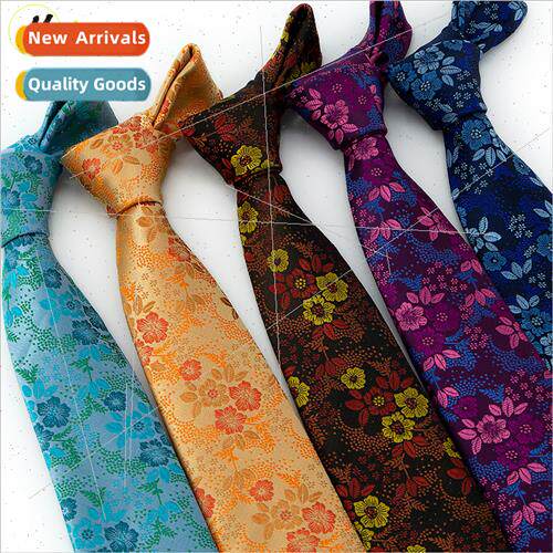Men Tie Polyester Jacquard Fabric Vintage Business Formal Fl