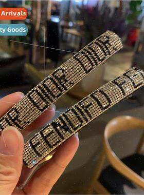 Korea clip headdress back head spring clip rhinestone letter