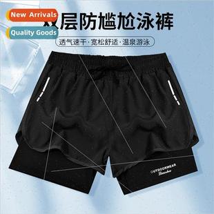 Swimming Pants 2023 New Sports Double Layer Mens Running Fne
