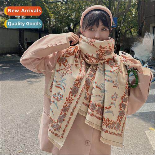 Scarf female winter new tasseled shawl retro ethnic wind wil