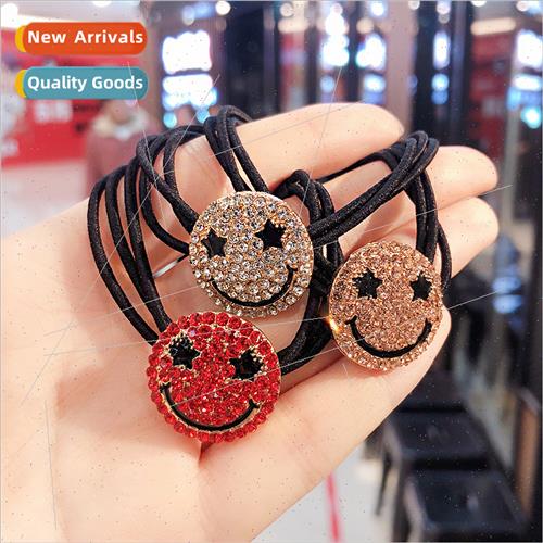 Rhinestone smiley headbfemale simple hair rope Korean holste