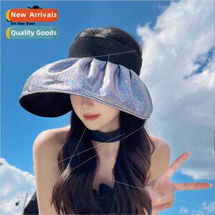 8247 new colorful large-brimmed hollow top hat summer sunscr