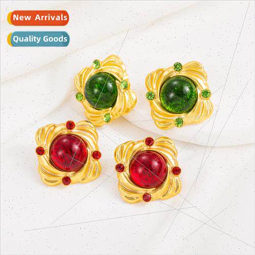 Fashion retro earrings female niche temperament 18k gold cou