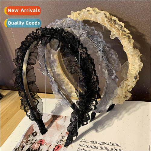 Korea fabric lace hair bands mesh multi-layer metal headband
