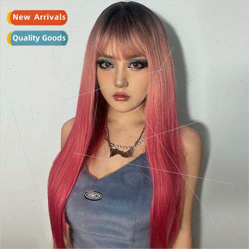 Europe Women Dyed Long Wig Full Head Cover Rose.com Large Qu