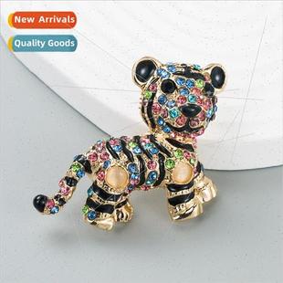diamond tiger brooch Europe corsage glass cute adva creative