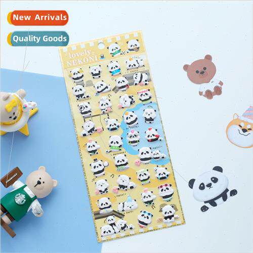 Cute panda playing daily decompression foam stickers cell ph