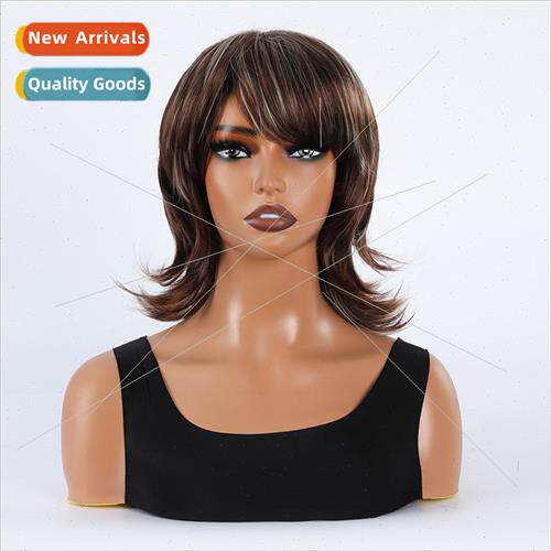 Europe new wig WIGS Qi bangs brown coloring straight short s