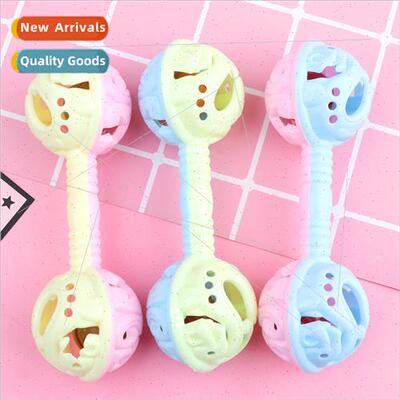 Macaroon color creative handle double head rattle baby sound